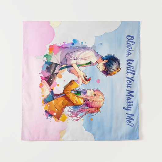 Heiraten Sie mich? | Vorschlag zur Eheschließung v Wandteppich (Vorderseite (Horizontal))