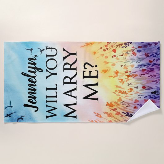 Heiraten Sie mich - Vorschlag zur Personalisierten Strandtuch (Vorderseite)