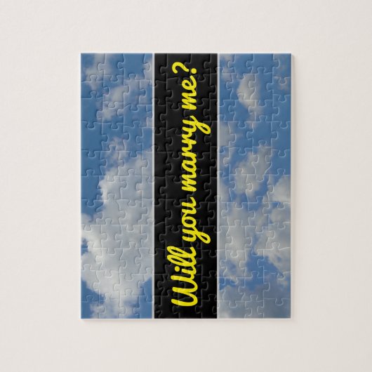 Heiraten Sie mich? Weiße/graue Wolken und blauer H Puzzle (Vertikal)