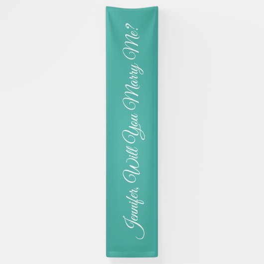 Heiraten Sie mich? Weißer Text, Aquamarin Banner (Vertikal)