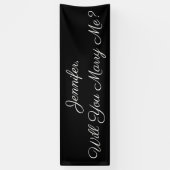 Heiraten Sie mich? Weißer Text auf schwarzem Banne Banner (Vertikal)