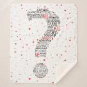 Heiraten Sie mich? Word Cloud mit roten Herzen Sherpadecke (Vorderseite)