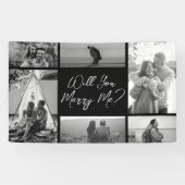 Heiraten Sie mir 6 Foto Schwarz-Weiß-Collage Banner (Horizontal)