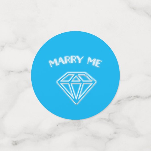 Heiraten Sie mir Art Deco Text Neon Diamond Konfetti (Klein Vorderseite)