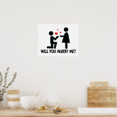 Heiraten Sie mir Bended Knee Man & Woman Poster (Küche)