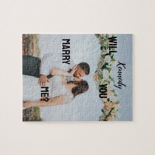 Heiraten Sie mir benutzerdefinierte Foto und Name  Puzzle (Horizontal)