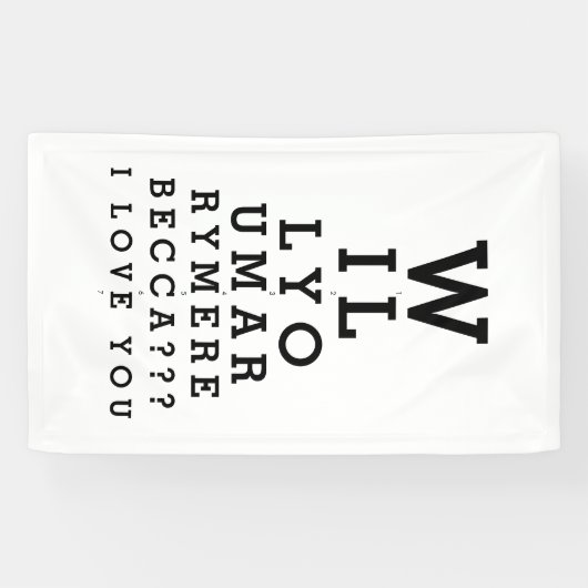 Heiraten Sie mir Custom Vorschlag Optician Chart Banner (Horizontal)