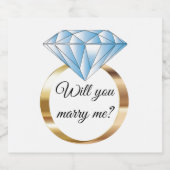 Heiraten Sie mir Diamond Verlobung Ring Schaumweinetikett (Einzelnes Label)