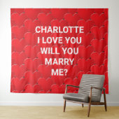 Heiraten Sie mir die roten Herzen maßgeschneiderte Wandteppich (Beispiel (Horizontal))