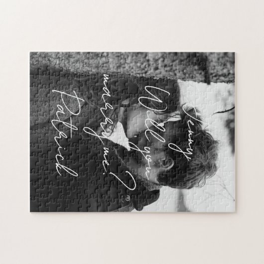 Heiraten Sie mir ein schwarz-weißes Vertikalrätsel Puzzle (Horizontal)