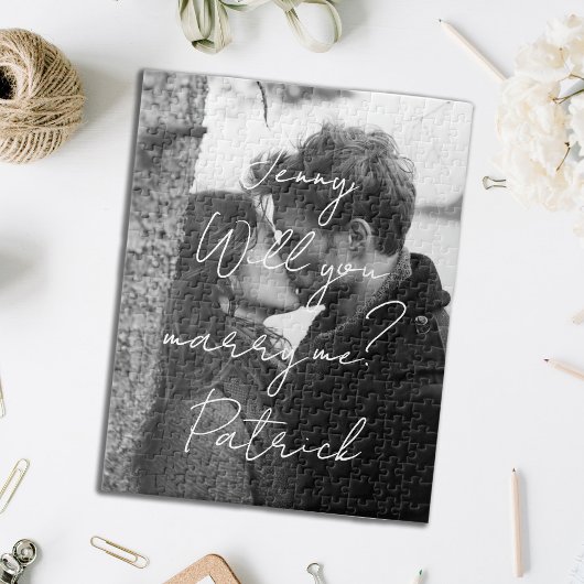 Heiraten Sie mir ein schwarz-weißes Vertikalrätsel Puzzle