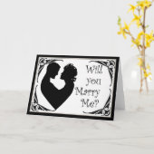 Heiraten Sie mir eine schwarz-weiße Cameo-Karte Karte (Gelbe Blume)