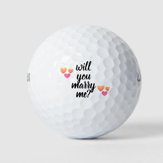 heiraten Sie mir Golfbälle von dalDesignNZ (Vorderseite)