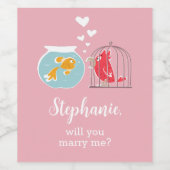 Heiraten Sie mir Niedlichen Papagei Goldfisch Vors Weinetikett (Einzelnes Label)