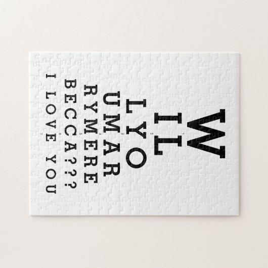 Heiraten Sie mir Optician Chart Custom Ehe Puzzle (Horizontal)