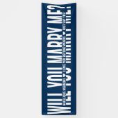 Heiraten Sie mir Personalisierten Vorschlag Blue W Banner (Vertikal)