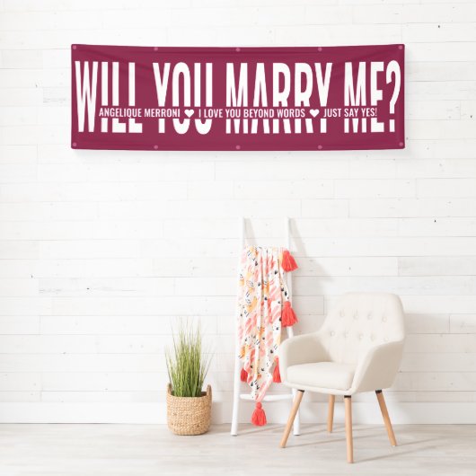 Heiraten Sie mir Personalisierten Vorschlag Rosa W Banner (Insitu)