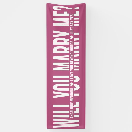 Heiraten Sie mir Personalisierten Vorschlag Rosa W Banner (Vertikal)