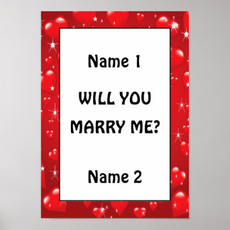 Heiraten Sie mir Red Hearts Poster