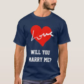 Heiraten Sie mir Red White & Blue Valentines Liebe T-Shirt (Vorderseite)
