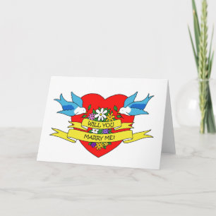 Heiraten Sie mir Romantische Tattoo Karte