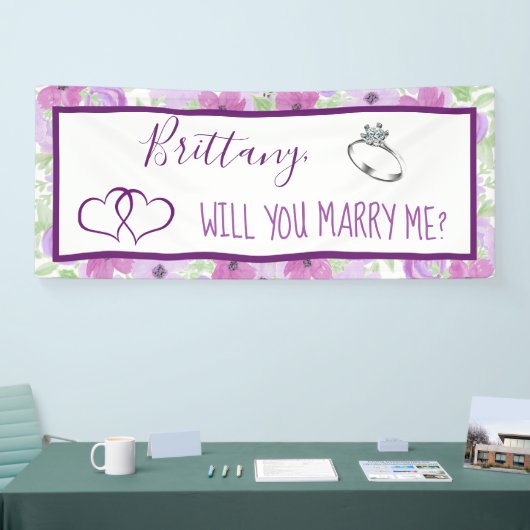 Heiraten Sie mir Romantischer Vorschlag Unterschre Banner (Messe)