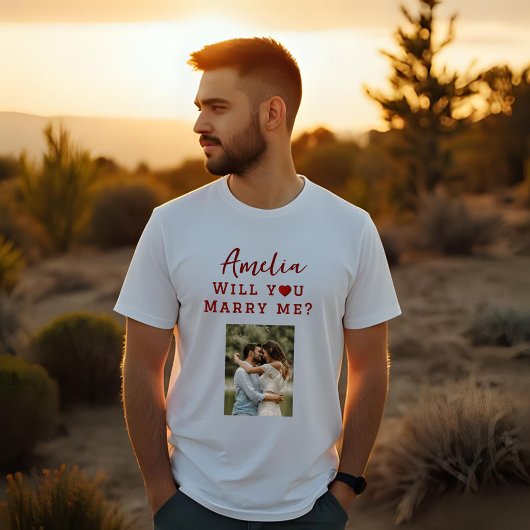 Heiraten Sie mir Romantisches Foto T-Shirt
