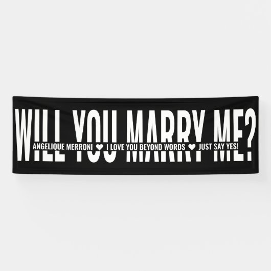 Heiraten Sie mir Schwarz-weißen Vorschlag Banner (Horizontal)