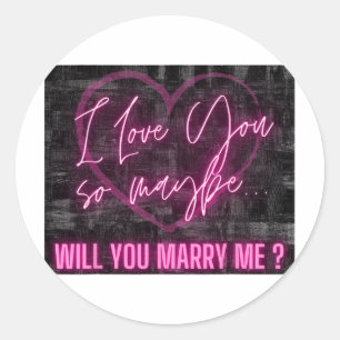 Heiraten Sie mir Shirt Überraschung Liebe Verlobte Runder Aufkleber