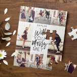 Heiraten Sie mir Skript & Custom Foto Collage Puzzle<br><div class="desc">Pop die Frage, mit unserem lustigen und trendigen, werden Sie mich heiraten? maßgeschneiderte 8-Foto-Layout-Puzzle. Unser Design bietet ein 8-Foto Collage Design, um Ihre eigenen Fotos zu zeigen. "Heiraten Sie mich?" ist in einem trendigen, weißen typografischen Design entworfen, das in der Mitte des Puzzles angezeigt wird. Angepasst mit dem Namen des...</div>