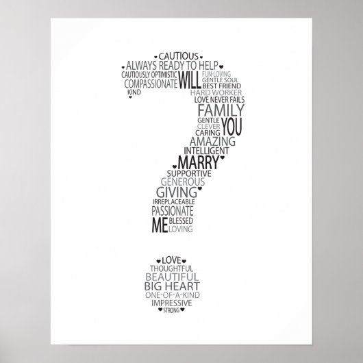 Heiraten Sie mir Word Cloud Poster (Vorne)