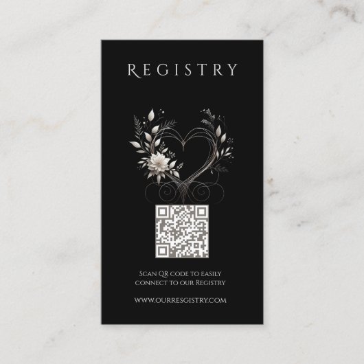 Heiraten von Registry-White-Blume mit Herz Visitenkarte (Vorderseite)