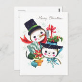 Heiraten von Weihnachten aus Snowman Couple Postkarte (Vorne/Hinten)