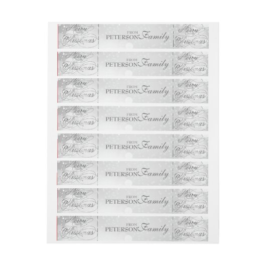 Heiraten Weihnachten Silver Text & Bokeh Hintergru Rundum-Adressaufkleber (Bogen)