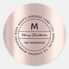 Heiraten Weihnachtsfamilie Anschrift UAWG Monogram Runder Aufkleber