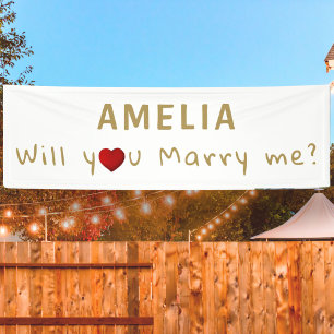 Heiratest du mich, roter Herz Romantischer Heirats Banner