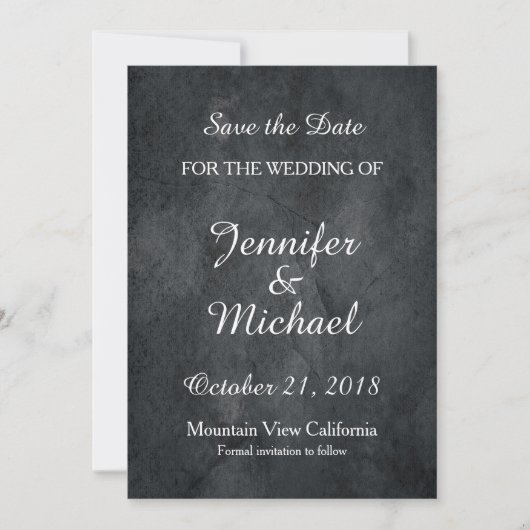 Heiratet bald Hochzeit Handgeschrieben Grau Klassi Save The Date (Vorderseite)