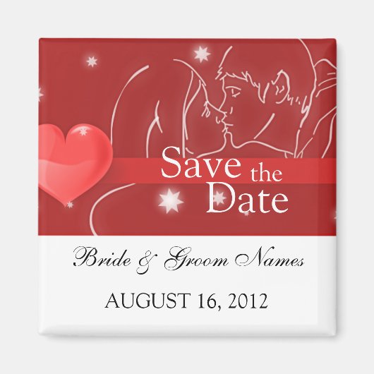 Heiratet-Datum-Magnete Hochzeitspaar Küssen Magnet (Vorne)