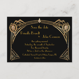 Heiratet - Hochzeit im Stil von Great Gatsby, schw Einladung