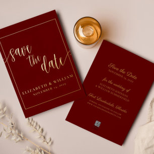 Heiratetag Burgunderfolie Hochzeitsankündigung Folieneinladung