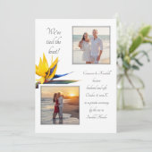 Heiratsankündigung Bird-of-paradise 2 Fotos Einladung (Stehend Vorderseite)