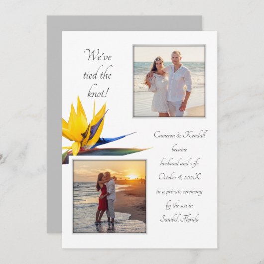 Heiratsankündigung Bird-of-paradise 2 Fotos Einladung (Vorne/Hinten)