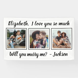 Heiratsantrag Heirate Mich 3 Fotos Schwarz und Wei Banner