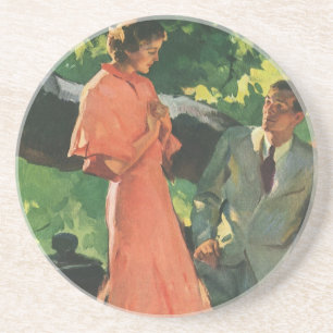 Heiratsantrag im Vintage-Stil; Willst du mich heir Sandstein Untersetzer