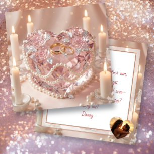 Heiratsantrag Kristalliner Herz-Kuchen und Ringe Karte