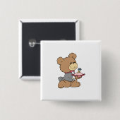 Heiratsantrag oder Ringträger Teddybär Design Button (Vorne & Hinten)