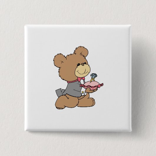 Heiratsantrag oder Ringträger Teddybär Design Button (Vorderseite)