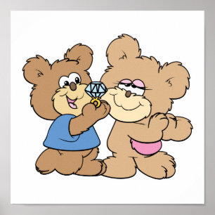 Heiratsantrag Teddybären Poster