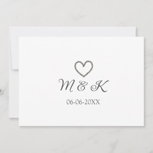 Heiratsbrief für Silberherz, modern Einladung (Vorderseite)