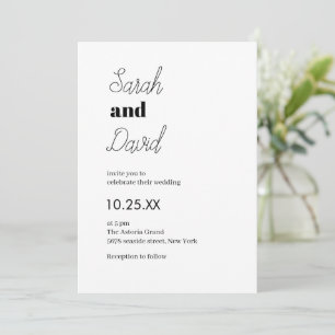 Heiratschic Moderne Schwarz-Weiß-Hochzeit Einladung